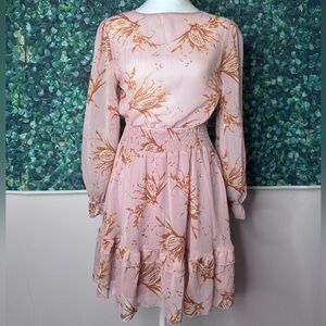 Floral Pink Long Sleeve Dress